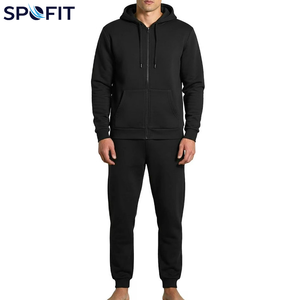 ชุดวอร์มฤดูหนาวผู้ชายรุ่นล่าสุดปี 2026 ผ้าฝ้าย 100% ชุดลำลองแขนยาวสีดำล้วน ชุดกีฬากลางแจ้งสำหรับผู้ชาย - Product Image 1