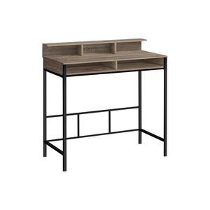 Scrivania Moderna da Ufficio Domestico 48L con Ripiani Portaoggetti, Laminato Marrone e Struttura in Metallo Nero per Computer Portatile - Product Image 2