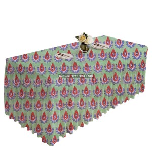 Manteles plisados Floral de algodón con estampado de bloque de mano de alta calidad, patrón rectangular, la mejor técnica de impresión para Hotel de boda - Product Image 3