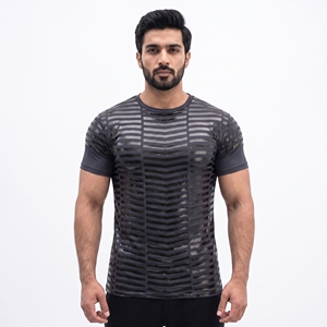 T-shirt de compression 100 % coton pour homme, idéal pour la musculation, le fitness et l'entraînement sportif, 300 g/m² - Product Image 2