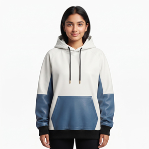 Hoodie en cuir oversize pour femme, coupe ample, à manches longues, style pull-over, vente en gros - Product Image 1