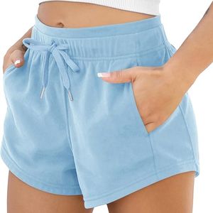 Pantalones Cortos Deportivos de Mujer, Personalizados con Logotipo, Transpirables, de Secado Rápido, Cintura Media, para Verano, Running, Gimnasio, Color Beige, Felpa, 100% Algodón, Estilo Urbano - Product Image 4