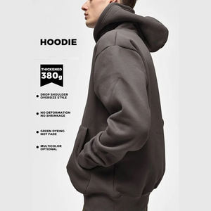 Custom Logo Design Black Men Hoodie 400GSM Heavy Cotton <b>Thick</b> Heavyweight Blank Pullover High Quality Streetwear Hoodie - Product Image 4