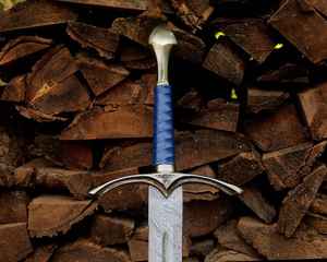 Hand Forged Damascus <b>Steel</b> Viking Sword with Carved Wooden Scabbard Medieval Norse Style Warrior Blade High Quality Scabbard - Product Image 3