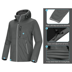 Chaqueta Gris con Capucha para Hombre, Cortavientos, con Cierre de Cremallera, Cuello Alto, Corte Regular Informal, Material de Poliéster, para Otoño - Product Image 3