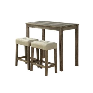 Set da Pranzo Moderno Transizionale Marrone 3 Pezzi: Tavolo con 2 Sgabelli e Sedie con Cuscini Trapuntati per Sala da Pranzo Contemporanea - Product Image 2