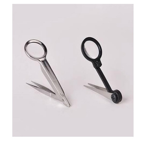 METAL MED CORPORATION Tweezer with Zooming Glass Stainless Steel <b>Rounded</b> Tip Durable Eyebrow Use - Product Image 4