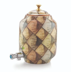 Distributeur d'eau réutilisable en cuivre avec couvercle et robinet, style vintage, pour la maison, les hôtels, les fournitures, avantages pour la santé, distributeur d'eau potable - Product Image 1