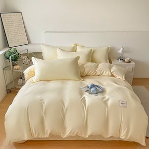 Parure de lit rose unie en coton 400TC 3 pièces, housse de couette simple et respirante pour la maison - Product Image 4