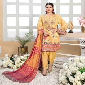Tawakkal Brand 3 pièces en lin Salwar Kameez costumes pour dames pakistanaises et indiennes vente chaude robes DIBA pour adultes-vente entière - Product Image 4