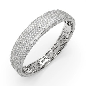Brazalete de Oro Blanco de 18K con Diamantes Cultivados en Laboratorio |    Brazalete articulado con 5 filas de diamantes redondos de talla brillante |   Certificado por IGI - Product Image 3