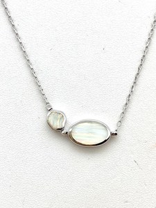 Blue Opal Oval Polygon Necklace Double Sided Gemstone Jewelry Women Gift Wholesale - Product Image 5