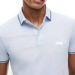 Polo de punto piqué de alta calidad, corte ajustado, para hombre, elástico, de algodón premium, informal, con logotipo bordado personalizado. - Product Image 4