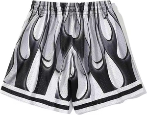 Men's Sublimated Flame Print Mesh Basketball <b>Shorts</b> Drawstring Closure Breathable Regular Fit Summer Adult Sport Wear - Product Image 3