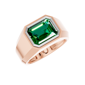 Luxury Lab Grown Emerald Cut Gemstone <b>Ring</b> Classic Bold Statement Unisex Jewelry Rose Gold/White Gold/Yellow Gold Bezel Setting - Product Image 1