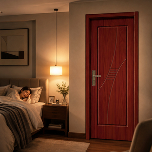 Porte intérieure en bois massif Golden Aero, design à rainures courbes, ouverture manuelle, style traditionnel pour la maison, bar, GA-15L - Product Image 2