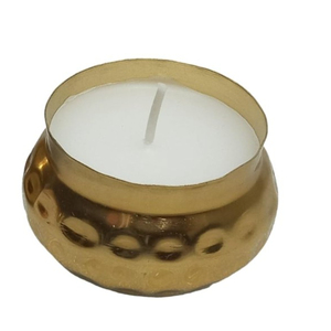 Pot à bougie en métal martelé finition or, support de bougie votive, pour la décoration intérieure et les cadeaux festifs, fait main, moderne, vente en gros - Product Image 1