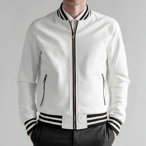 Nueva Chaqueta Varsity de Cuero con Cremallera para Hombre, Chaquetas Varsity Personalizadas de Moda Urbana, Chaqueta Varsity de Cuero con Cremallera para Hombre - Product Image 1