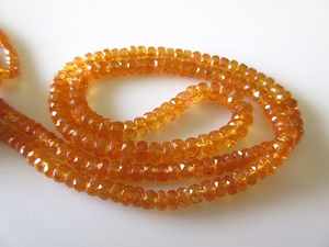 Cuentas de Granate Naranja en Forma de Rondelle, Microfacetadas, Spessartita, Granate Mandarín, para Joyería - Product Image 2