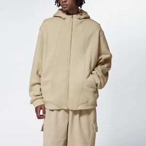 เสื้อฮู้ดซิปหนาพิเศษสำหรับผู้ชาย สไตล์ลำลอง ทรงโอเวอร์ไซส์ สีดำล้วน ผ้าฟลีซหนานุ่ม พร้อมลายปักตัวอักษร - Product Image 1