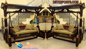 Conjunto de Sofá y Columpio Único para Sala de Estar, Sofá Negro Real con Columpio para Sala de Estar, Conjunto de Sofá y Columpio Tradicional Tallado a Mano, EE. UU. - Product Image 2