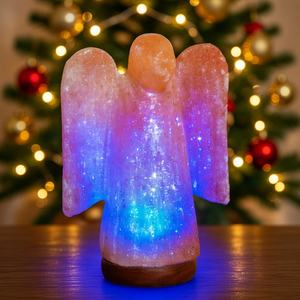 Lampe en cristal de sel rose de l'Himalaya naturel, faite à la main, en forme d'ange, décorative, purifie l'air, portable, lumière de nuit relaxante - Product Image 3