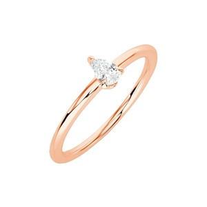 Bague Petite Poire Rose Orné de Diamant de Laboratoire de Qualité Supérieure VVS 0,16 Carat en Or Massif 10K 14K 18K – Idéale pour les Occasions Spéciales et les Fêtes, Convient à Tous - Product Image 1