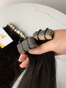 100% Cuticle Aligned Light Color Straight Virgin Vietnam Single Weft Tape-In Hair Extensions Single Donor <b>Bleached</b> Grade Hair - Product Image 6