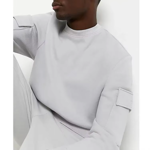 Ensemble deux pièces décontracté pour homme : sweat à capuche léger en polaire et pantalon cargo à manches longues, coupe ample, effet délavé, collection automne - Product Image 4