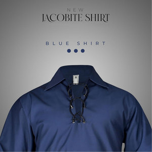 Chemise Jacobite bleu foncé pour homme, modèle Ghillie, la plus vendue, pour tenue écossaise Highland Kilt, à manches longues et à lacets, fournitures d'usine - Product Image 3