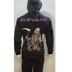 High Quality Breathable Lightweight Winter Casual Solid Hooded Rhinestone Acid Wash <b>Flare</b> Sweatpants Zip 2 Piece Set 100% Cotton - Product Image 5