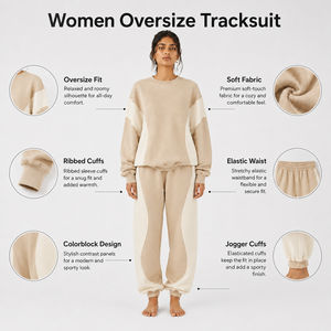 Survêtement oversize pour femme de qualité supérieure, doté d'un tissu doux, d'une coupe décontractée et d'un design confortable pour un usage quotidien décontracté. - Product Image 6