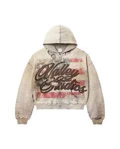 Hot Sales <b>Top</b> Trending Custom Design <b>Distressed</b> High Quality Cotton 320gsm Rhinestone Eco-Friendly Quick Dry Winter Men's - Product Image 4