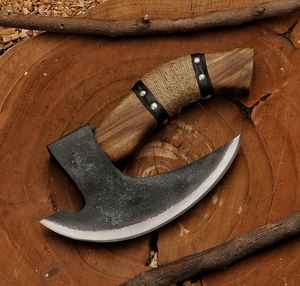 มีดตัดพิซซ่าแบบวิกิ้ง ทำมือ คุณภาพอุตสาหกรรม เหล็กกล้าคาร์บอนสูง พร้อมปลอกหนังอย่างดี ตีขึ้นรูปด้วยมือ - Product Image 4