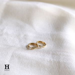 Minimalist 14K Gold Solitaire Huggie Hoop <b>Earrings</b> Round Cut Diamond Small Dainty Hoops for Women <b>Fine</b> Jewelry - Product Image 2
