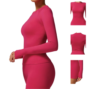 Hauts de sport compressifs à manches longues, respirants, légers, sans coutures, extensibles dans quatre directions, pour le yoga - Product Image 4