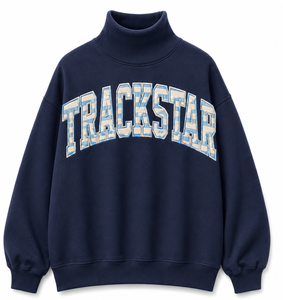 เสื้อสเวตเชิ้ตผ้าฟลีซคอเต่าสีเทาโอเวอร์ไซส์สำหรับผู้หญิง แต่งลายพรางตัวอักษร Trackstar แบบแอพพลิเคชั่น เหมาะสำหรับฤดูหนาว - Product Image 2