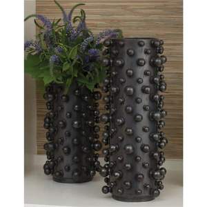 Vase à fleurs en métal blanc de luxe avec détail de boule dorée - Centre de table cylindrique moderne pour mariage et décoration d'hôtel - Product Image 3