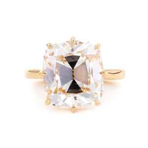 Bague en or 14 carats avec diamant solitaire de laboratoire taille coussin, 9 carats, style ancien, sertie à 8 griffes, pièce de collection vintage rare - Product Image 1