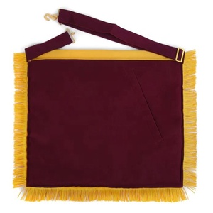 Order of the Amaranth Maroon Velvet Apron with Yellow Leather Borders & Embroidered Fringe Collar <b>Type</b> - Product Image 5