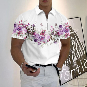Polo zippé pour homme d'été, chemise à col imprimé 3D, mode décontractée, streetwear pour homme - Product Image 3