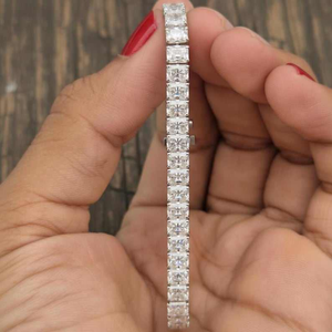 Bracelet tennis de luxe taille princesse en argent 925, finition étincelante avec zircone cubique, bijou élégant pour mariage, cadeau pour femme - Product Image 2