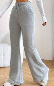 Hardhoodi Interation Pantalones deportivos grises de cintura alta para mujer, cintura elástica, bolsillos con cordón, ajuste holgado informal, longitud completa, deportivos - Product Image 5
