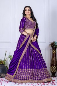 Lehenga Choli de Diseñador con Trabajo de Bordado Multicolor |   Listo para Usar - Product Image 4