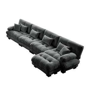 Divano Componibile Modulare Confortevole a 4 Posti a Forma di L con Pouf Convertibile Combinazione Libera per Arredamento Soggiorno - Product Image 5