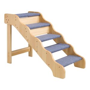 Scala per Animali Domestici in Legno a 5 Gradini con Superficie Antiscivolo, Gradini Stabili per Gatti e Cani per Letti Alti, Divani, Auto, Capacità di Carico 150 libbre - Product Image 1