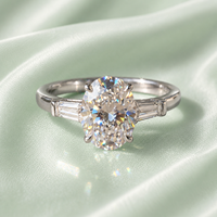 Bague en diamant de laboratoire taille ovale, nouvelle collection, or blanc, diamant synthétique VVS, pierres latérales, bijoux fins pour femme, cadeau, vente chaude