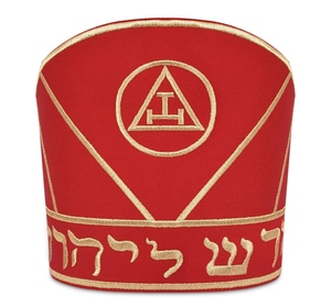 Mitre de Grand Prêtre du Chapitre Royal, Broderie Rouge et Or, Régalia Maçonnique, Coiffe Cérémonielle, Chapeau Mitre Royal Arch - Product Image 5