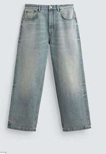 <b>Men's</b> Vintage High Waist Wide Leg <b>Jeans</b> Stonewashed Light Blue Denim Loose Fit Pants - Product Image 2