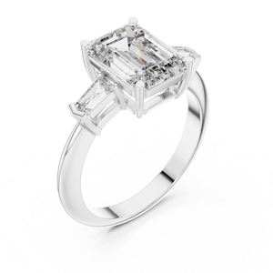Anillo de Diamantes con Corte Esmeralda y Piedras Laterales en Línea para Mujer, Oro 10k/14k/18k/Plata de Ley, Diamantes Cultivados en Laboratorio, Joyería Fina - Product Image 5